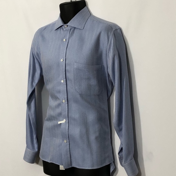 LOMBARDINI FIRENZE chevron stripes luxury shirt - Picture 4 of 9